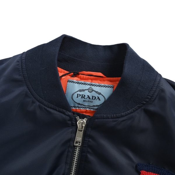 Prada Triangular logo-patch Bomber Jacket- Dark Blue (5) Prada Triangular logo-patch Bomber Jacket- Dark Blue