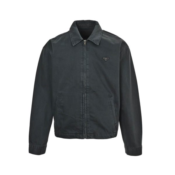 Prada Zipper Denim Blouson Jacket- Black