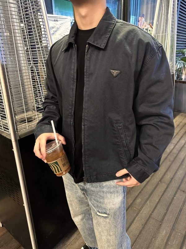 Prada Zipper Denim Blouson Jacket- Black