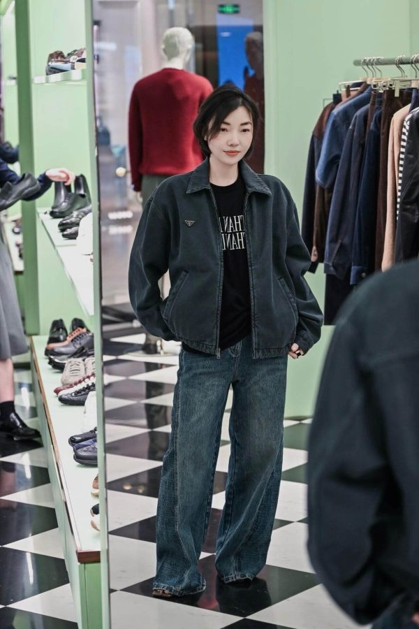 Prada Zipper Denim Blouson Jacket- Black