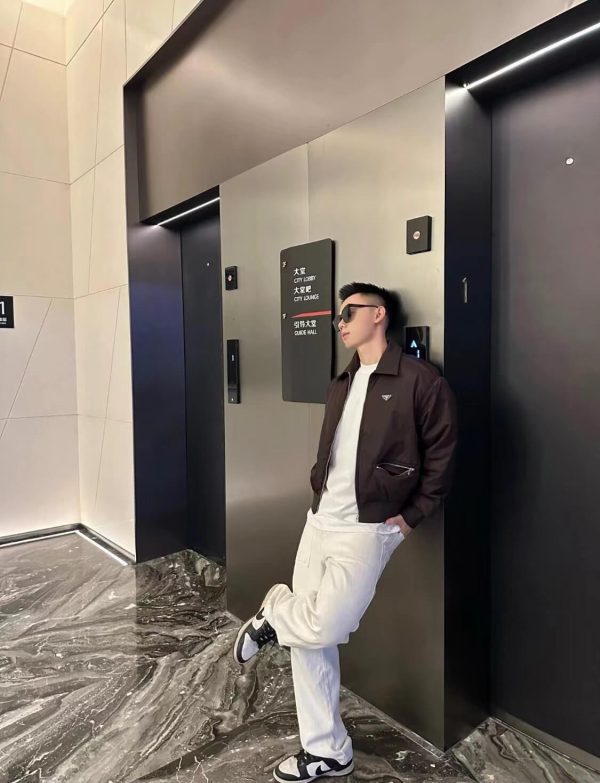 Prada Zipper Pocket Re-Nylon Blouson Jacket- Brown (2) Prada Zipper Pocket Re-Nylon Blouson Jacket- Brown