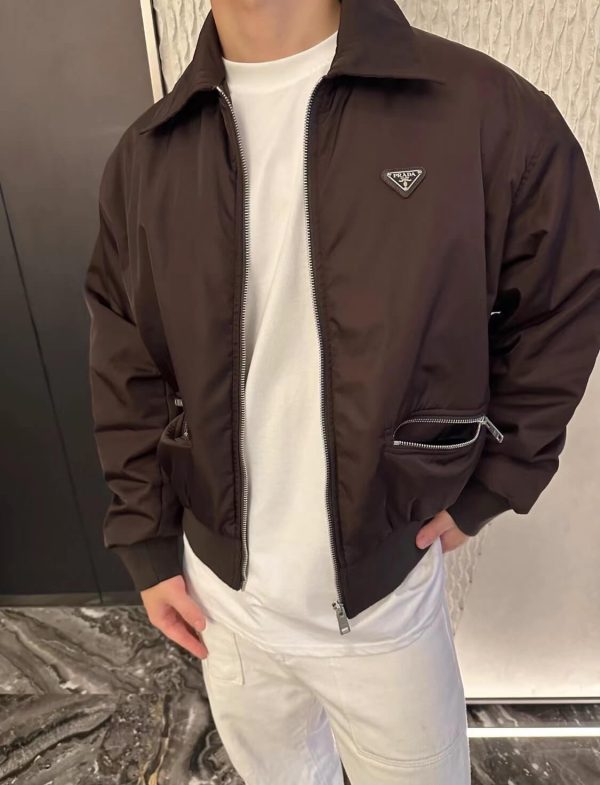 Prada Zipper Pocket Re-Nylon Blouson Jacket- Brown (3) Prada Zipper Pocket Re-Nylon Blouson Jacket- Brown