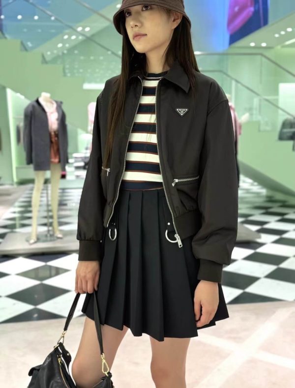 Prada Zipper Pocket Re-Nylon Blouson Jacket- Brown (4) Prada Zipper Pocket Re-Nylon Blouson Jacket- Brown