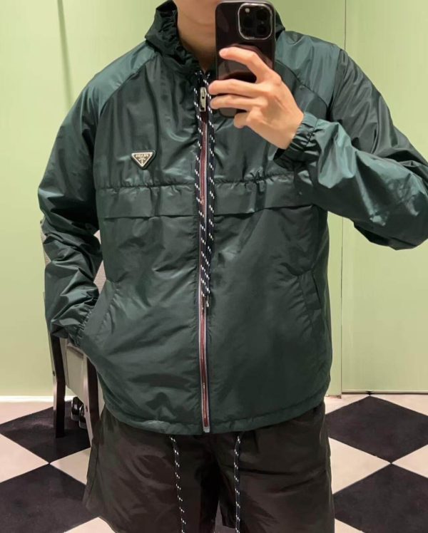Prada Zipper Recycled Re-Nylon Hooded Jacket- Jungle Green (1) Prada Zipper Recycled Re-Nylon Hooded Jacket- Jungle Green