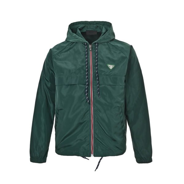 Prada Zipper Recycled Re-Nylon Hooded Jacket- Jungle Green (10) Prada Zipper Recycled Re-Nylon Hooded Jacket- Jungle Green