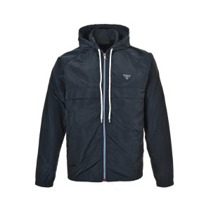 Prada Zipper Recycled Re-Nylon Hooded Jacket- Navy Blue