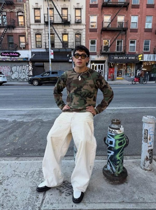 Stüssy Raglan Thermal Long-Sleeve Crew T-Shirt- Black Desert Camouflage