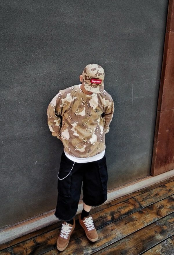 Stüssy Raglan Thermal Long-Sleeve Crew T-Shirt- Desert Camouflage