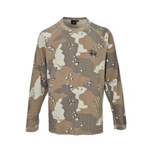 Stüssy Raglan Thermal Long-Sleeve Crew T-Shirt- Desert Camouflage