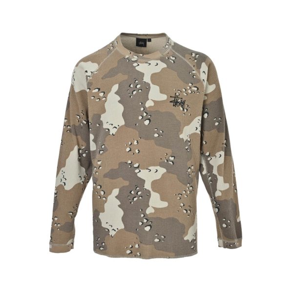 Stüssy Raglan Thermal Long-Sleeve Crew T-Shirt- Desert Camouflage