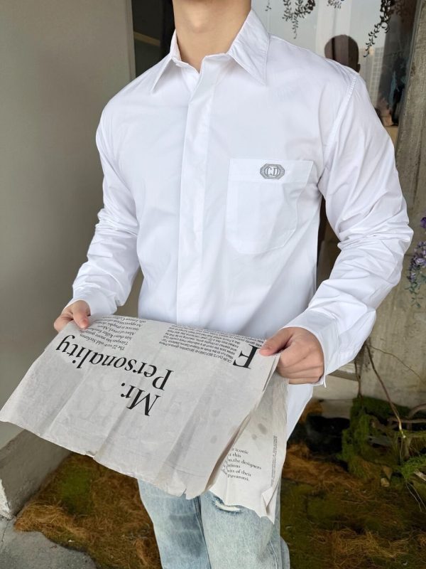 Dior Men's shirt with CD Box Embroidery- White