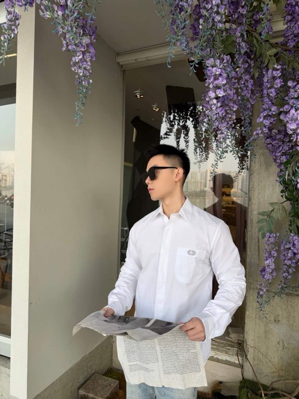 Dior Men's shirt with CD Box Embroidery- White