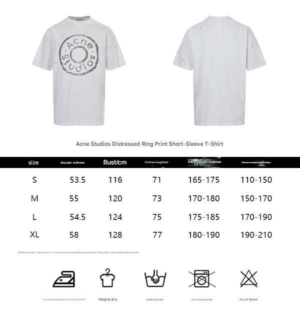 Acne Studios Distressed Ring Print Logo T-shirt- White