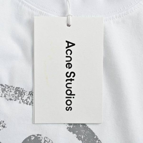 Acne Studios Distressed Ring Print Logo T-shirt- White