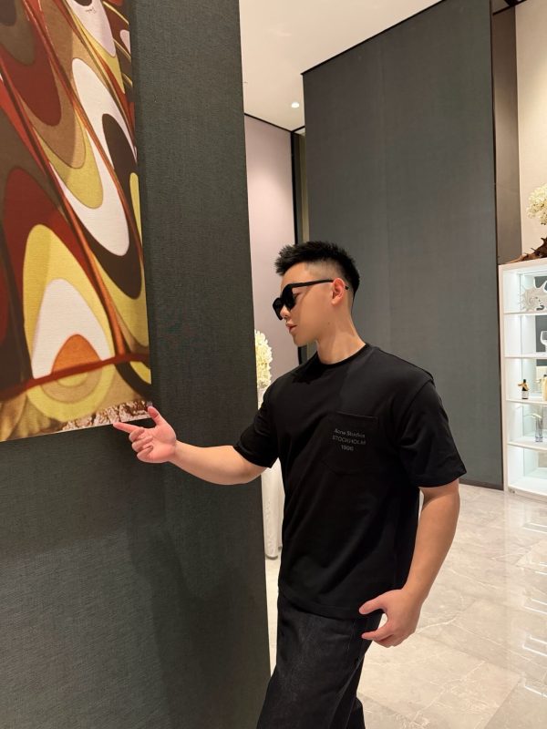 Acne Studios Logo Cotton-Blend Jersey T-Shirt- Black