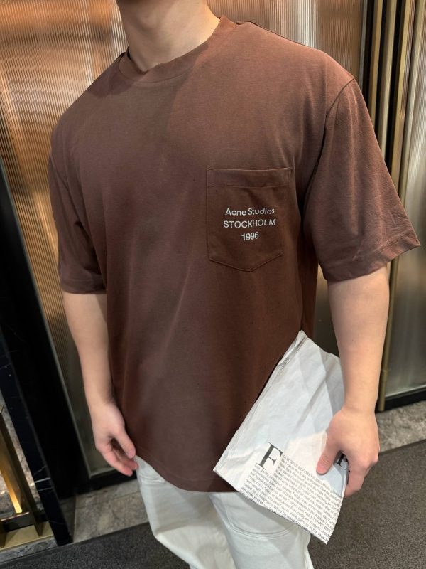 Acne Studios Logo Cotton-Blend Jersey T-Shirt- Brown