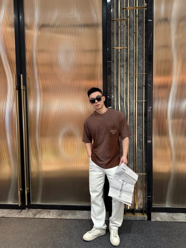 Acne Studios Logo Cotton-Blend Jersey T-Shirt- Brown