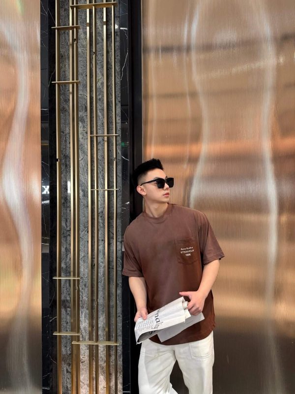 Acne Studios Logo Cotton-Blend Jersey T-Shirt- Brown