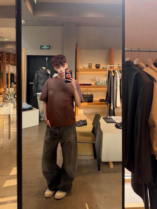 Acne Studios Logo Cotton-Blend Jersey T-Shirt- Brown