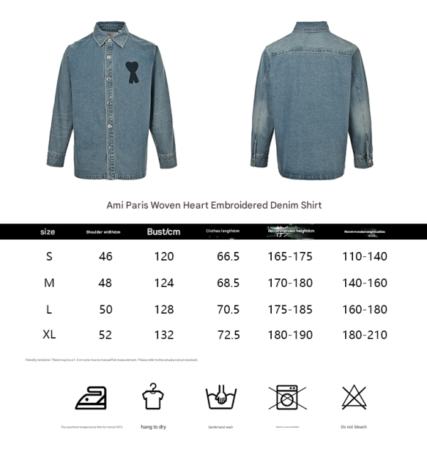 Ami de Coeur Heart Embroidered Denim Overshirt- Blue