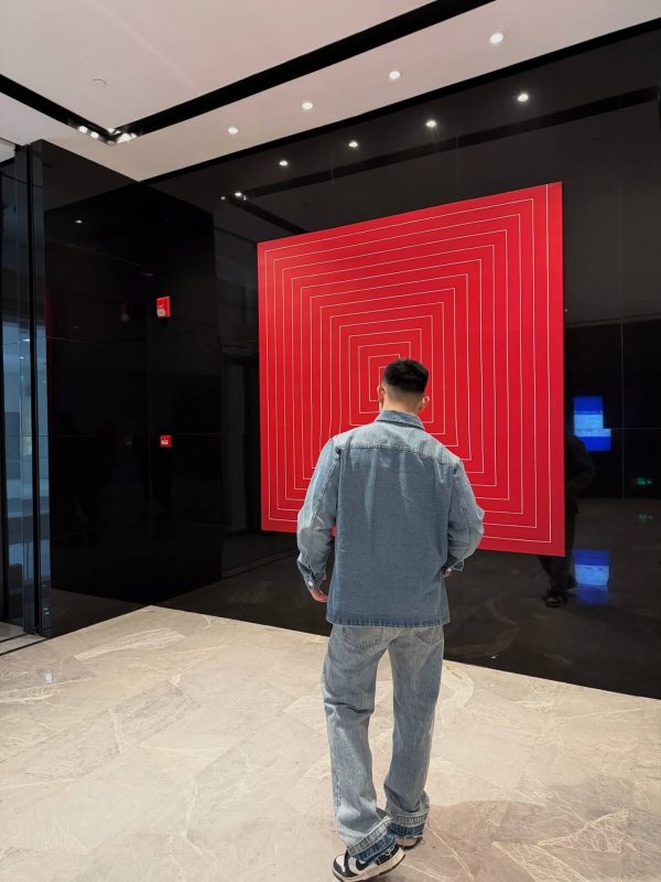 Ami de Coeur Heart Embroidered Denim Overshirt- Blue