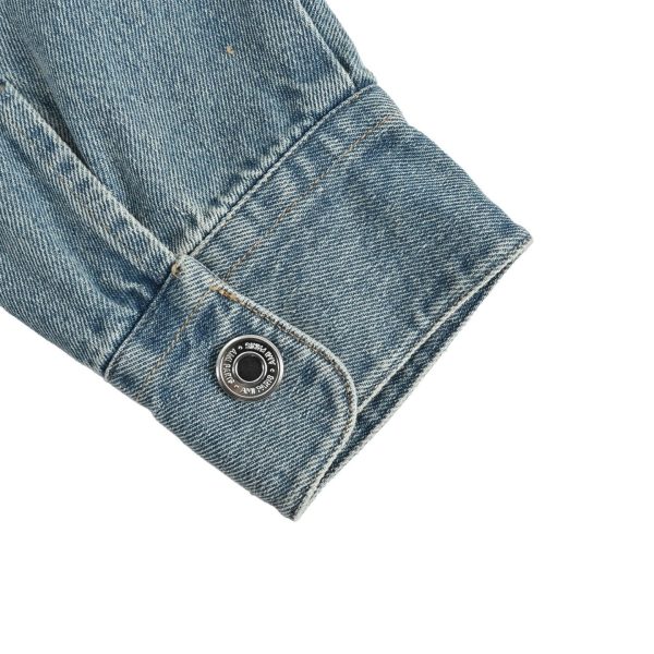 Ami de Coeur Heart Embroidered Denim Overshirt- Blue