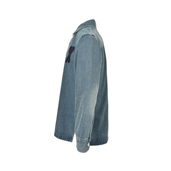 Ami de Coeur Heart Embroidered Denim Overshirt- Blue