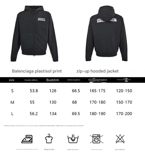 Balenciaga Bal Oversized Zip Hoodie- Black