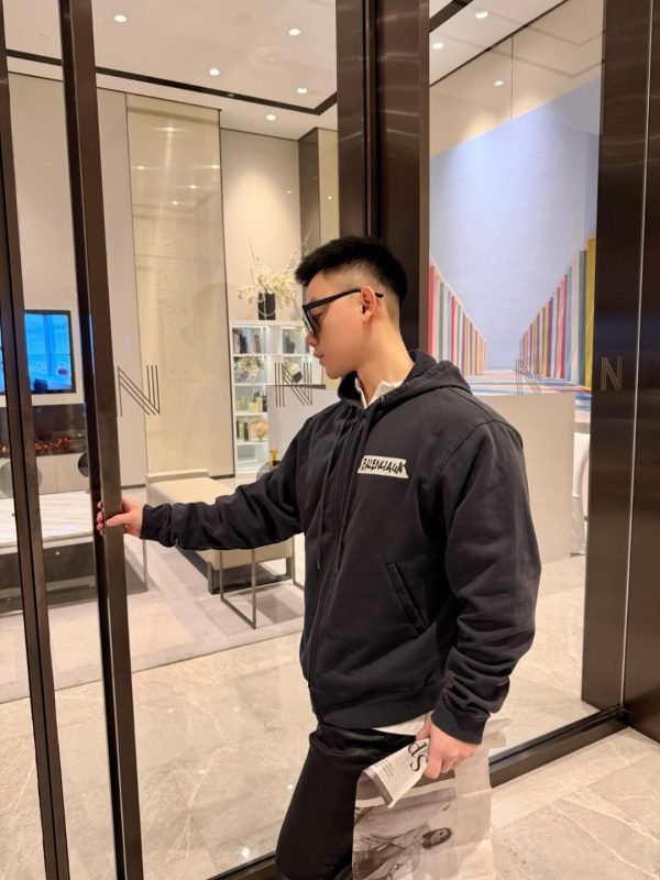 Balenciaga Bal Oversized Zip Hoodie- Black