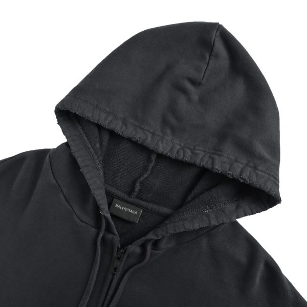 Balenciaga Bal Oversized Zip Hoodie- Black