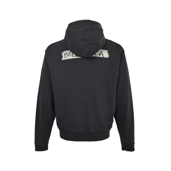 Balenciaga Bal Oversized Zip Hoodie- Black