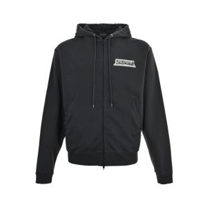 Balenciaga Bal Oversized Zip Hoodie- Black