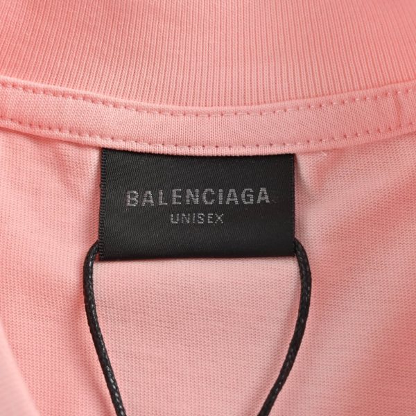 Balenciaga Cola Rhinestone Distressed T-shirt- Pink