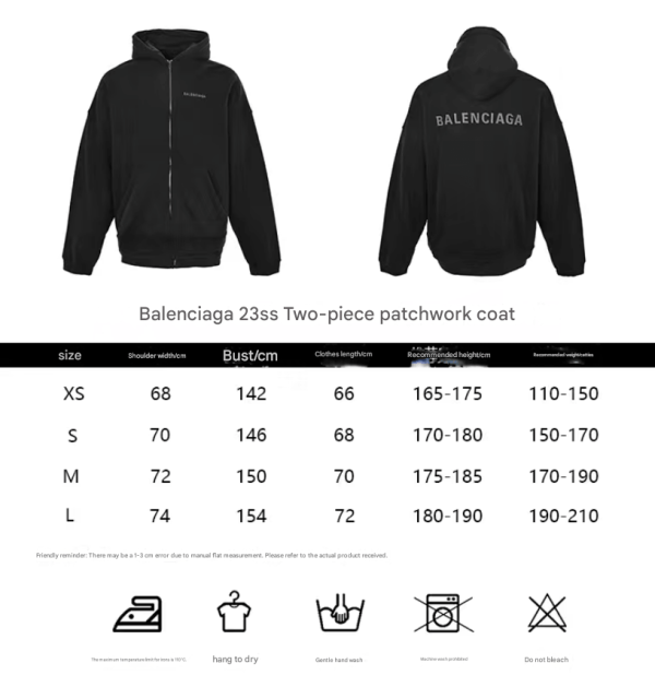 Balenciaga True Two-Piece Patchwork Hoodie- Black