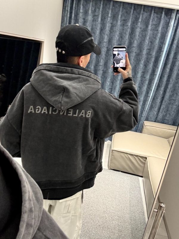 Balenciaga True Two-Piece Patchwork Hoodie- Black