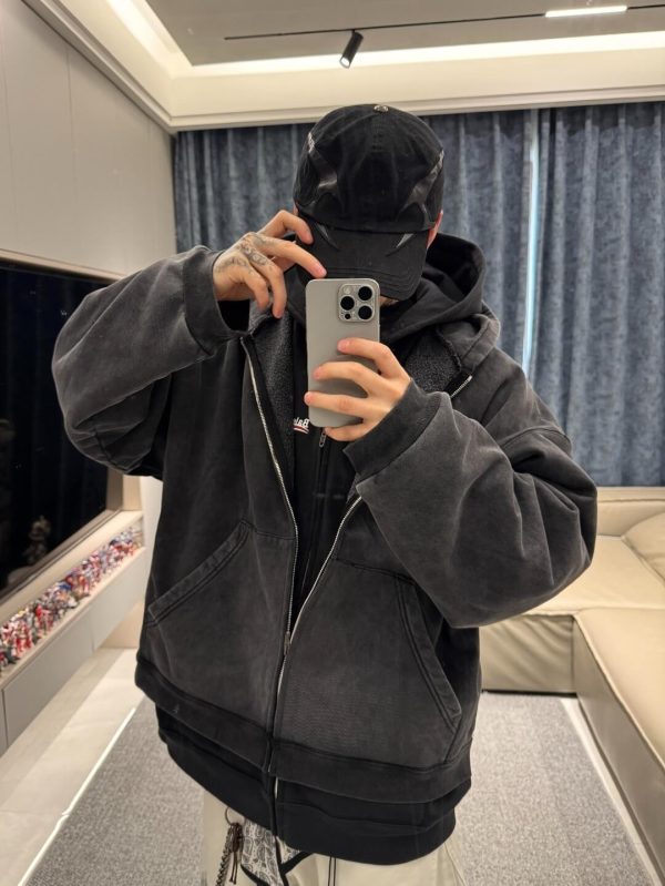 Balenciaga True Two-Piece Patchwork Hoodie- Black