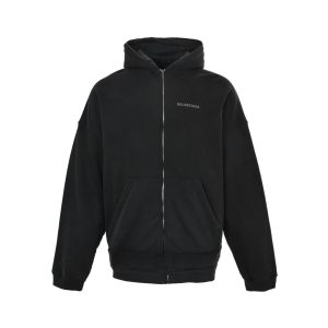 Balenciaga True Two-Piece Patchwork Hoodie- Black