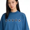 Balenciaga star-print T-shirt- Navy Blue