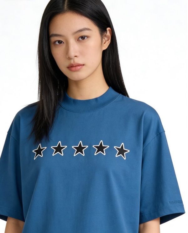 Balenciaga star-print T-shirt- Navy Blue