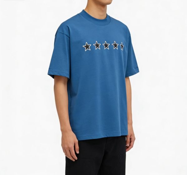 Balenciaga star-print T-shirt- Navy Blue