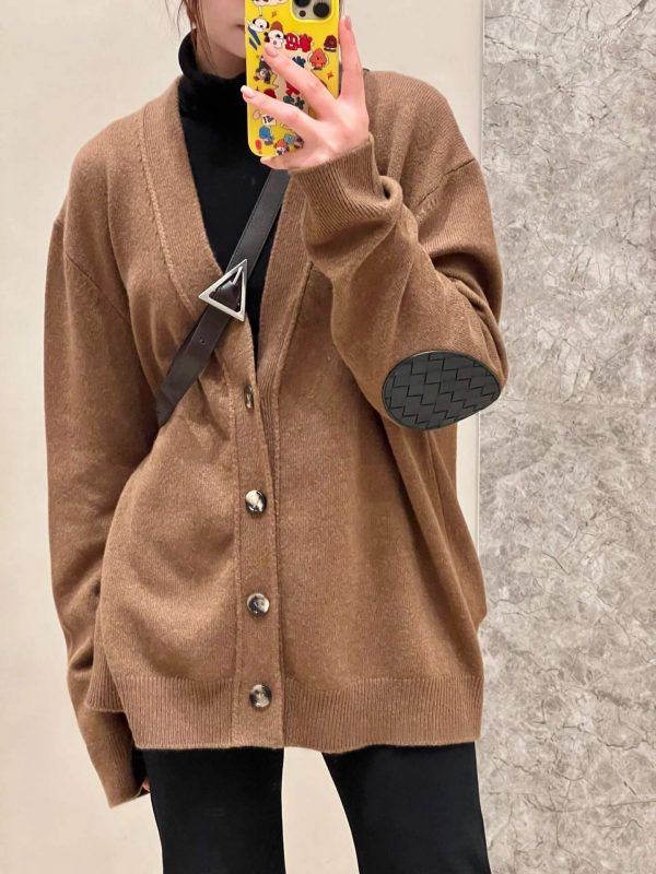 Bottega Veneta Wool Cardigan Sweater- Brown