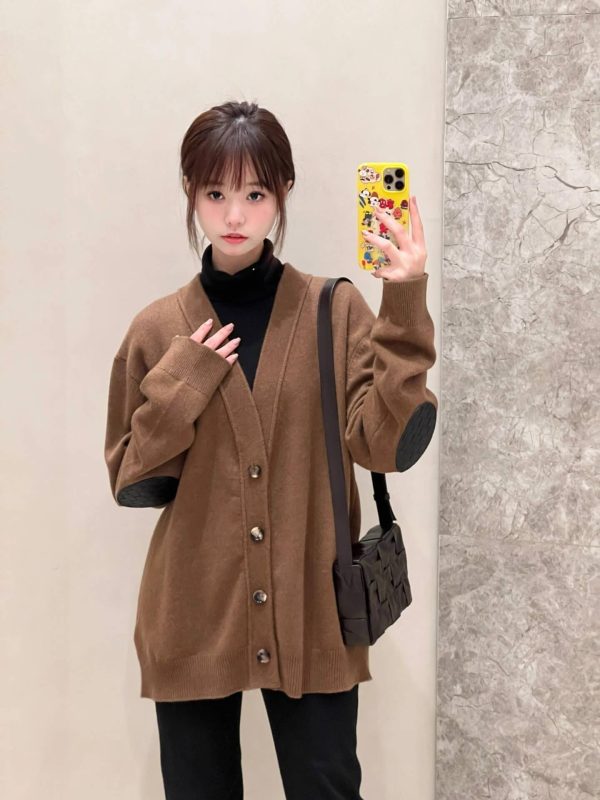 Bottega Veneta Wool Cardigan Sweater- Brown