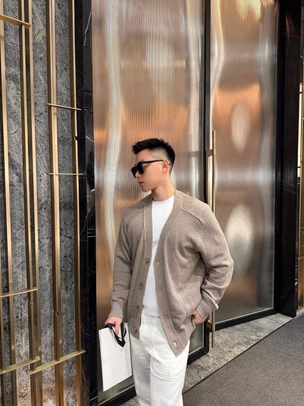 Bottega Veneta Wool Cardigan Sweater- Gray (1) Bottega Veneta Wool Cardigan Sweater- Gray