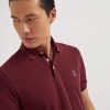 Brunello Cucinelli Embroidered Cotton Polo Shirt- Maroon
