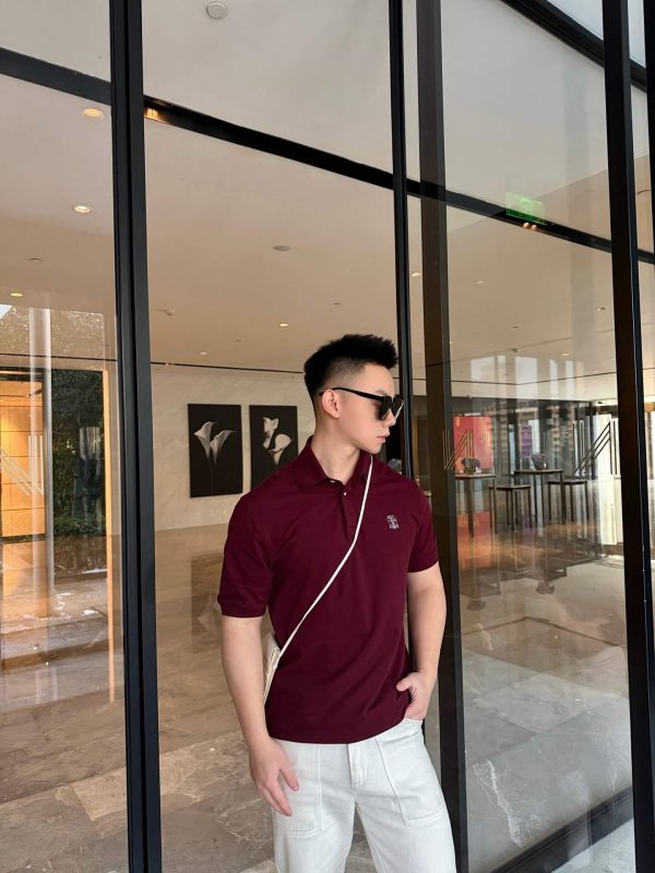 Brunello Cucinelli Embroidered Cotton Polo Shirt- Maroon