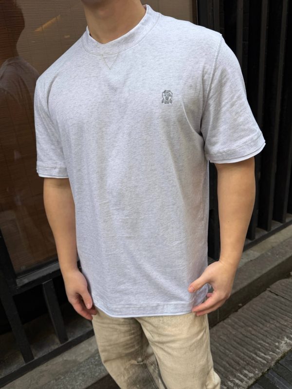 Brunello Cucinelli logo Short Sleeve- Grey