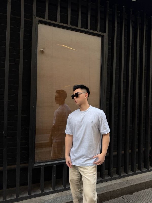 Brunello Cucinelli logo Short Sleeve- Grey