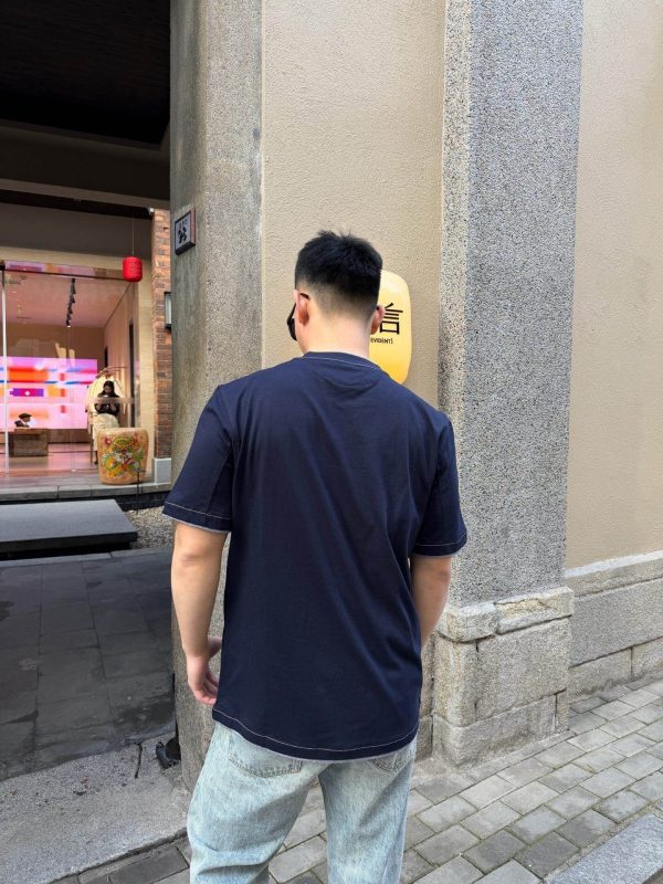 Brunello Cucinelli logo Short Sleeve- Navy Blue