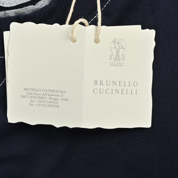 Brunello Cucinelli logo Short Sleeve- Navy Blue