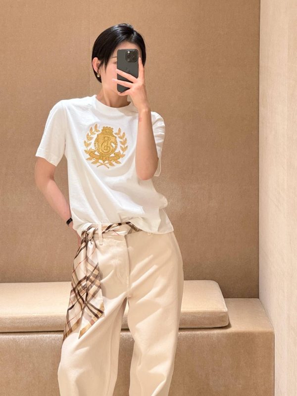 Burberry B Crest Cotton T-shirt- White